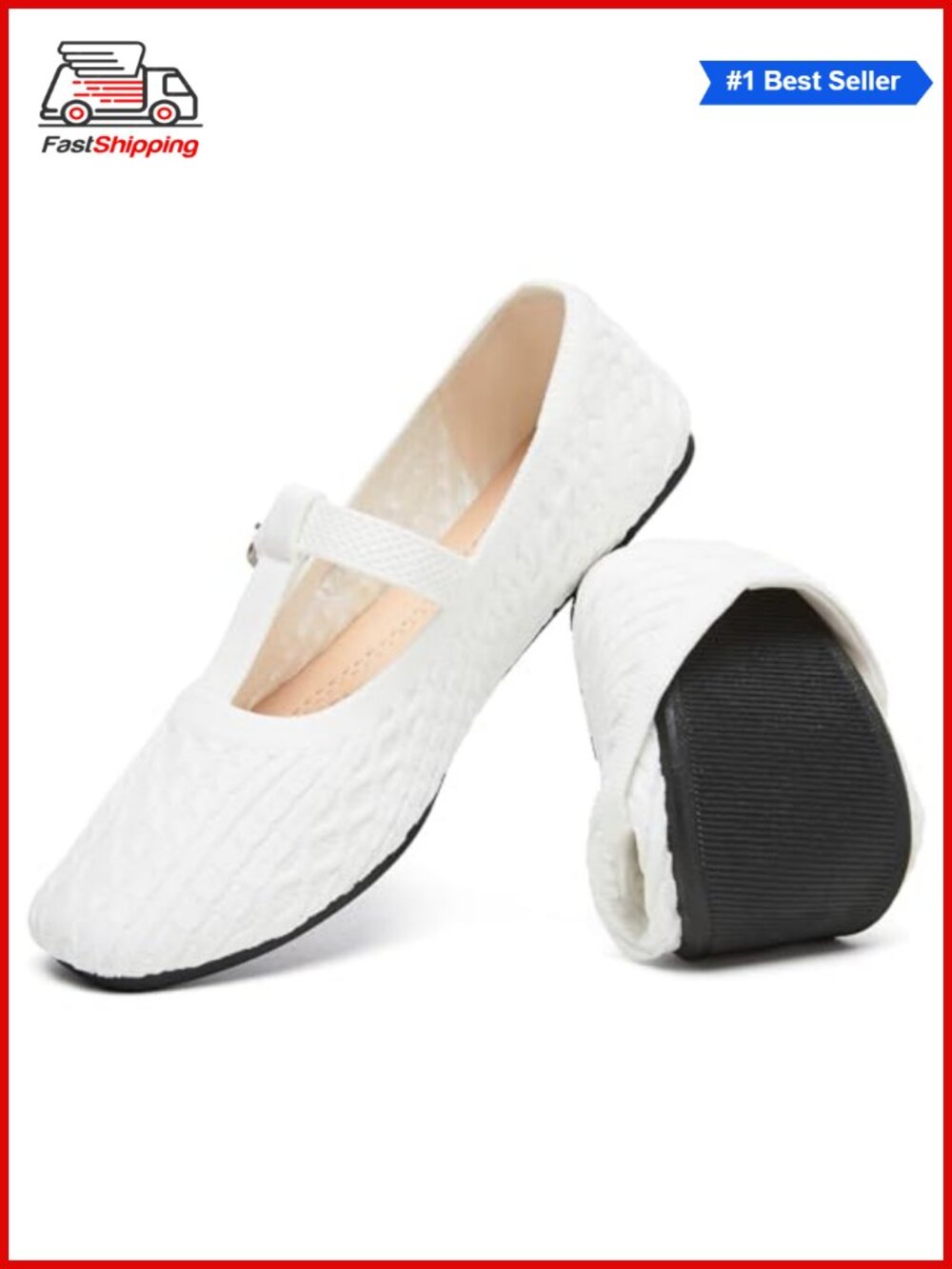 Mary Jane Flats Square Toe Knitted Slip On Comfortable Walking Shoes